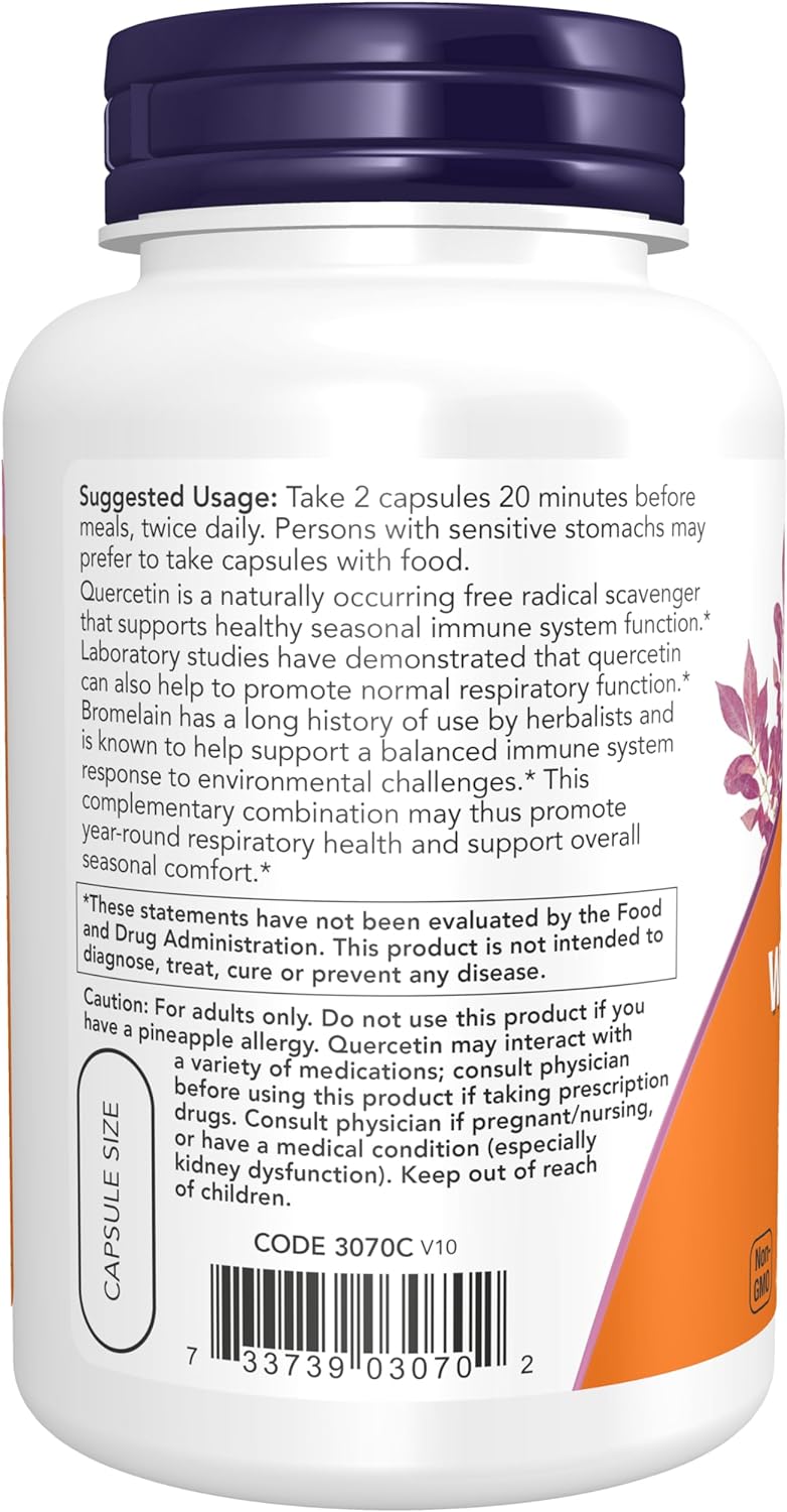 NOW Supplements, Quercetin with Bromelain, Balanced Immune System*, 240 Veg Capsules