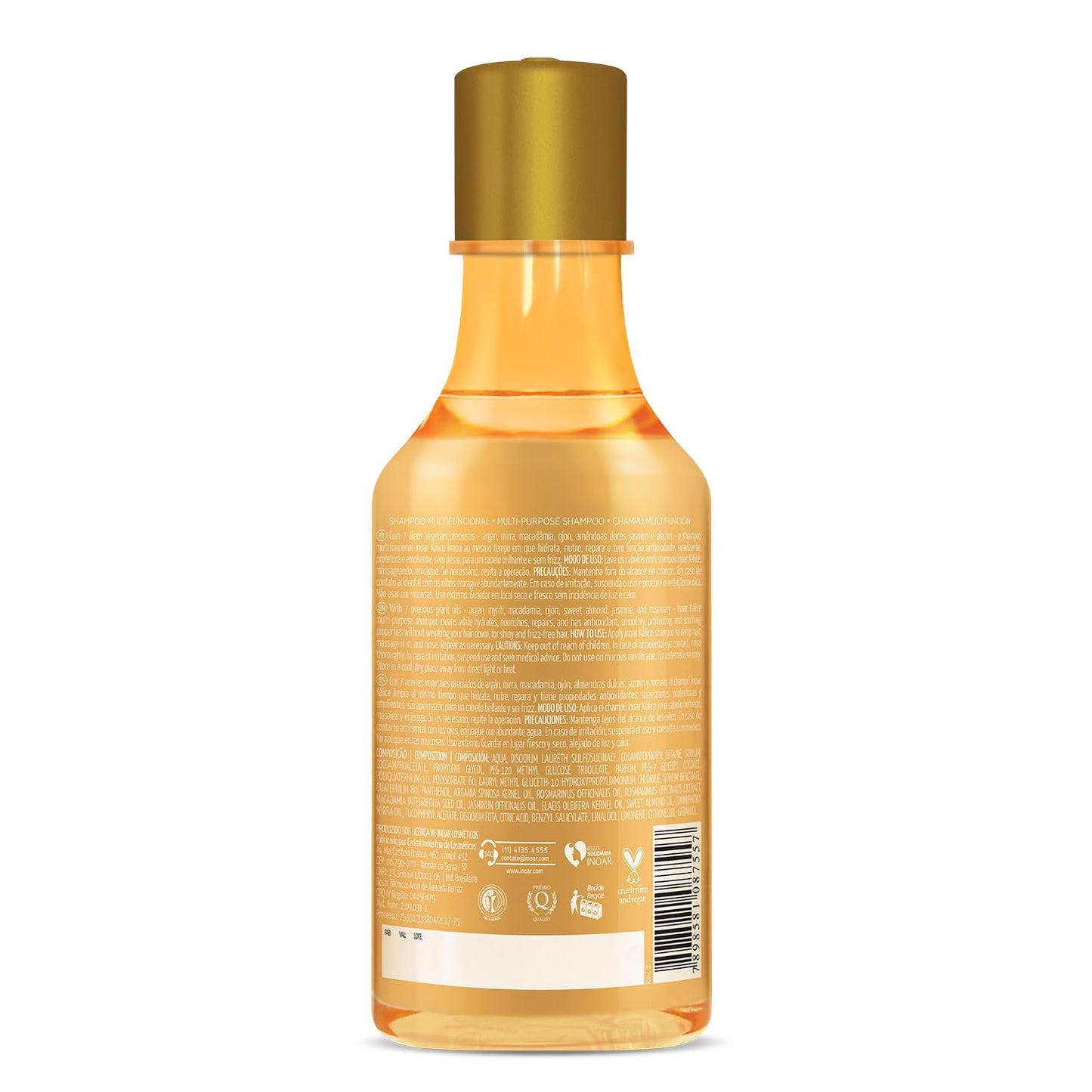 INOAR Kálice Multifunctional Shampoo with Vitamin E & Botanical Oils for Moisturizing Repair, 8.45 Fl Oz