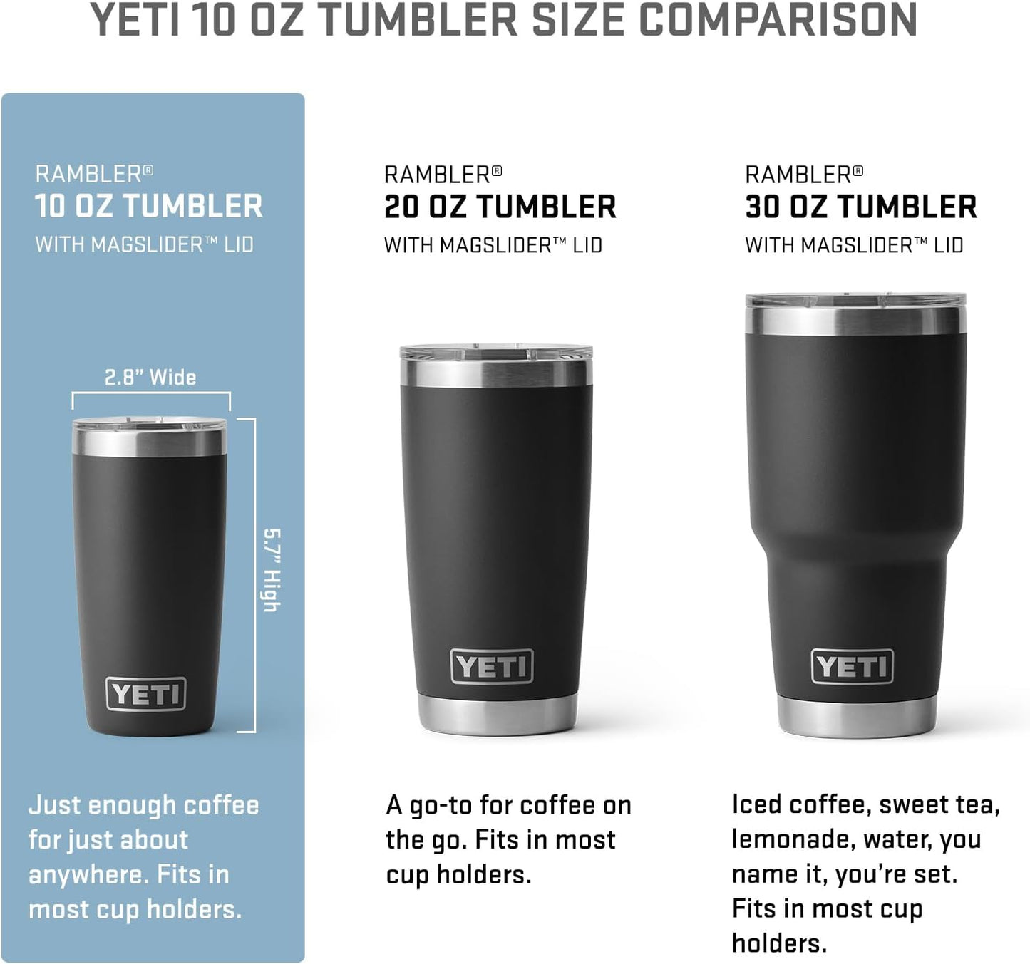 YETI Rambler 10 oz Tumbler, Stainless Steel, Vacuum Insulated with MagSlider Lid, White