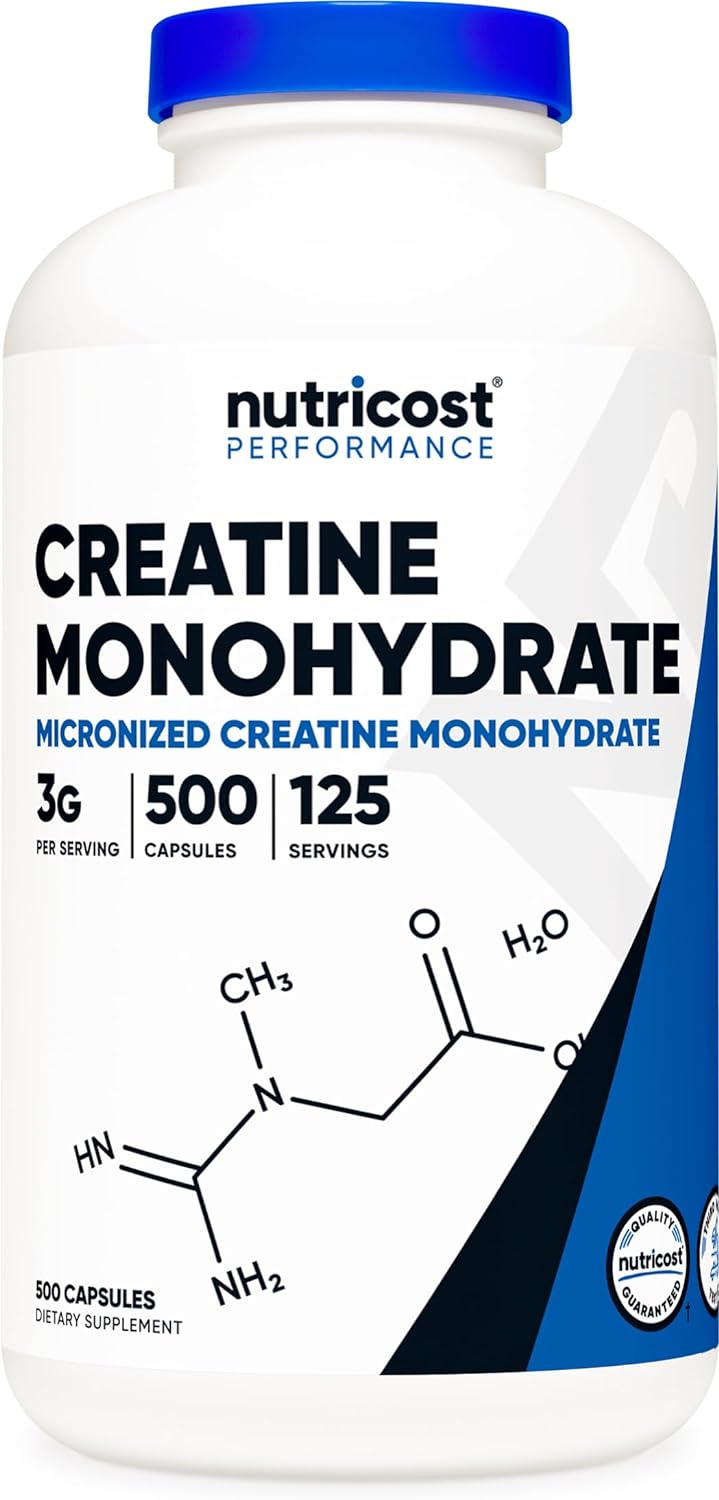 Nutricost Creatine Monohydrate Micronized Powder 500G, 5000mg Per Serv (5g) - Micronized Creatine Monohydrate, 100 Servings