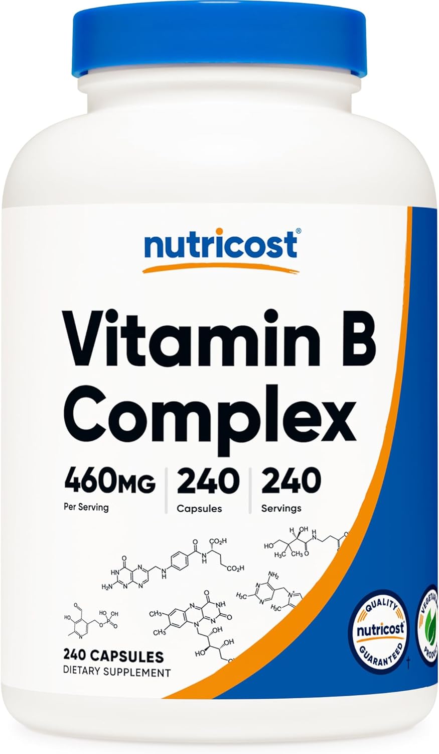 Nutricost High Potency Vitamin B Complex 460mg, 120 Capsules - with Vitamin C - Energy Complex