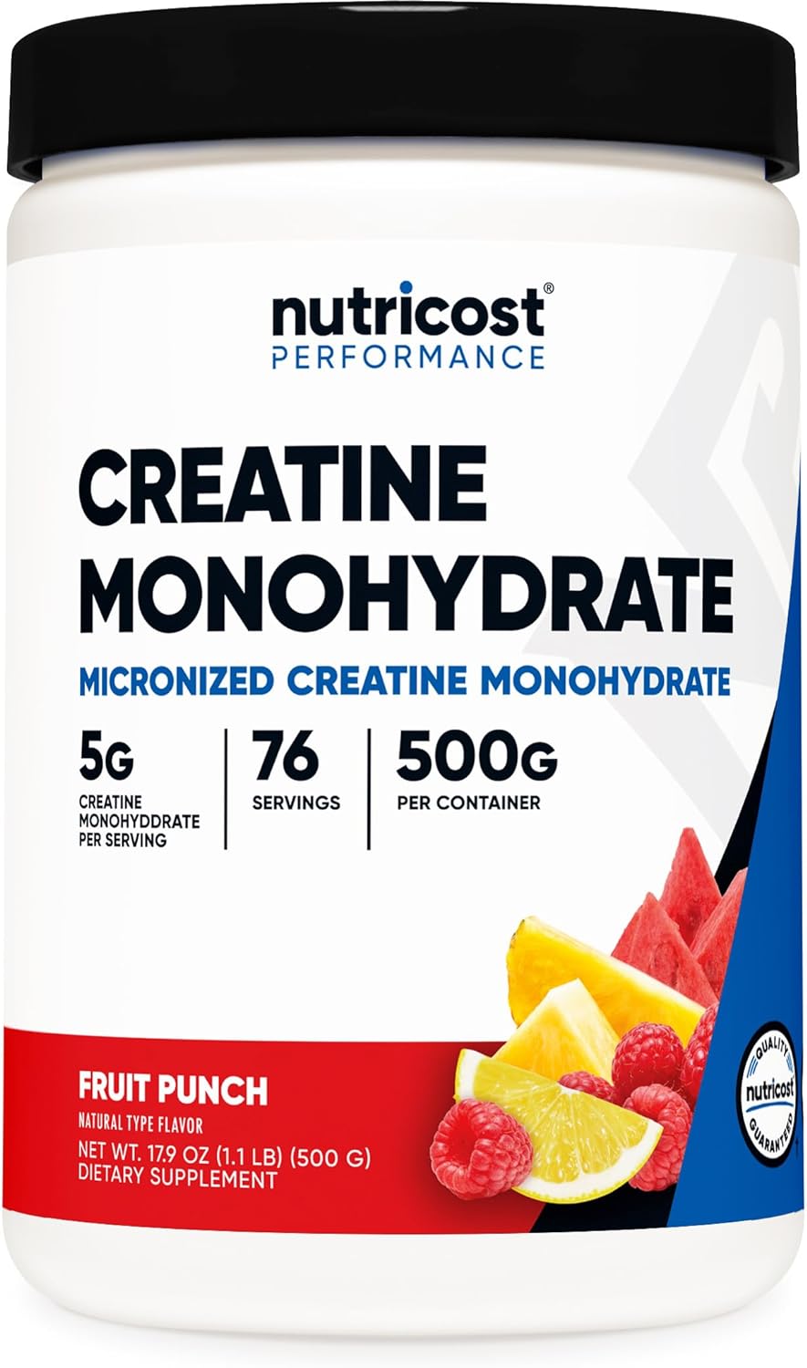 Nutricost Creatine Monohydrate Micronized Powder 500G, 5000mg Per Serv (5g) - Micronized Creatine Monohydrate, 100 Servings