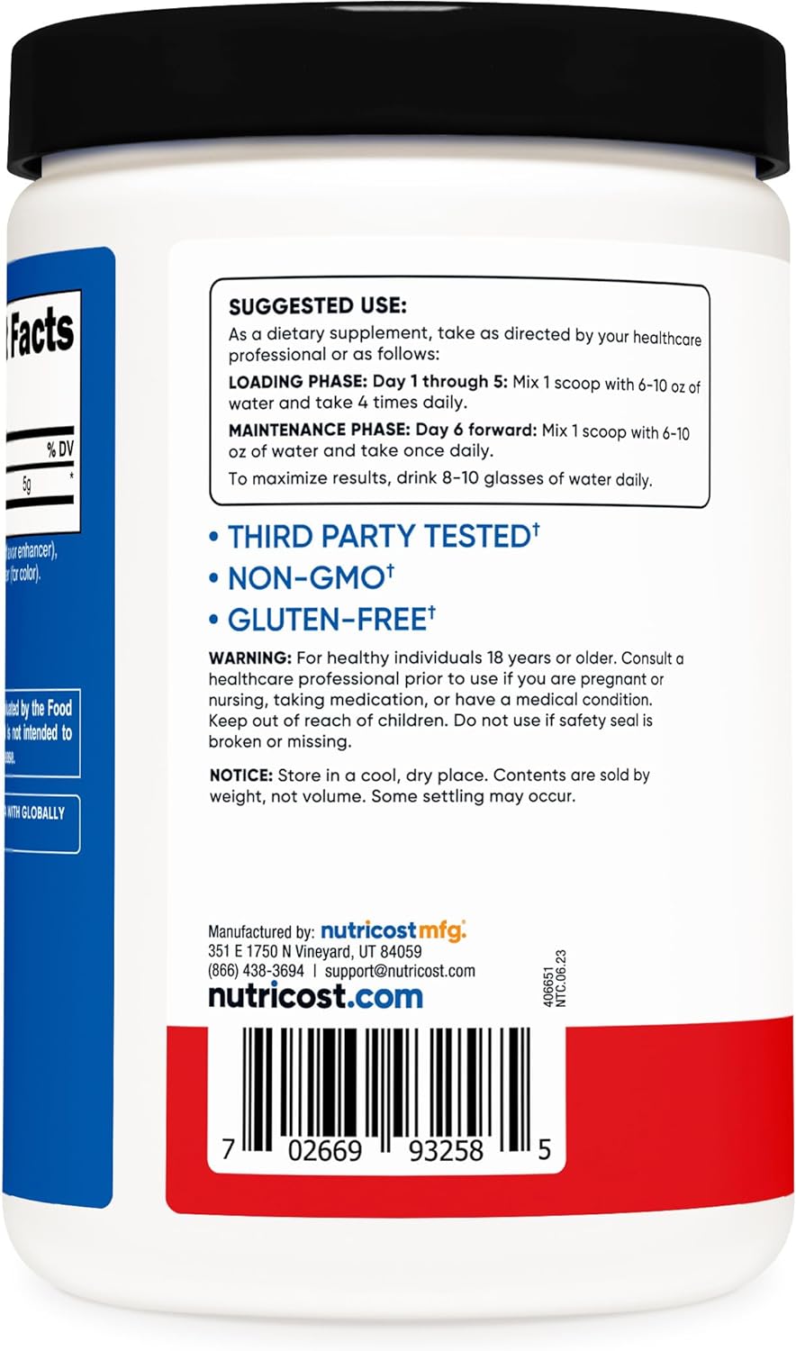 Nutricost Creatine Monohydrate Micronized Powder 500G, 5000mg Per Serv (5g) - Micronized Creatine Monohydrate, 100 Servings